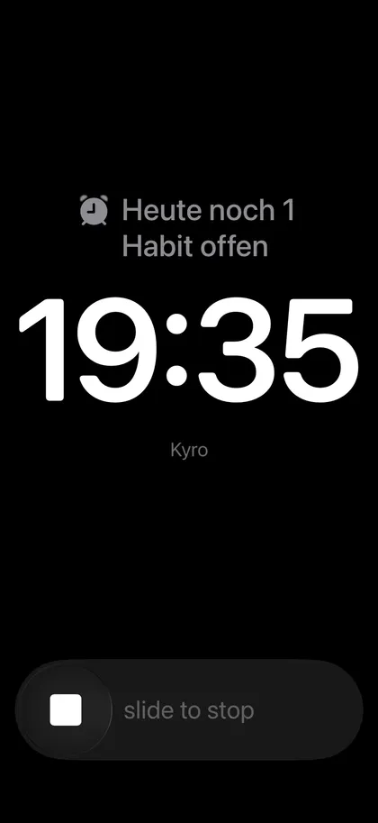 Der Alarm von Kyro auf dem Sperrbildschirm des iPhone.